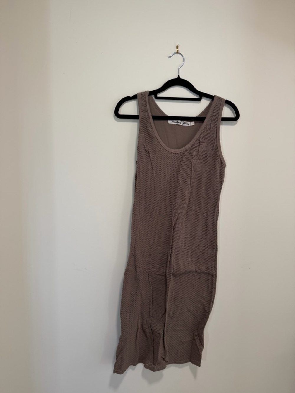 Michael Stars Taupe Ribbed Midi Tank Dress